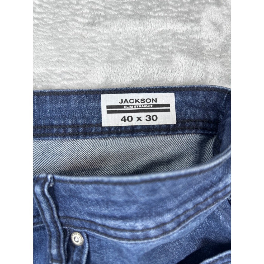 Buffalo‎ 40x30 Jackson Slim Straight Jeans Mens Blue Excellent Stretch Denim - Picture 2 of 8